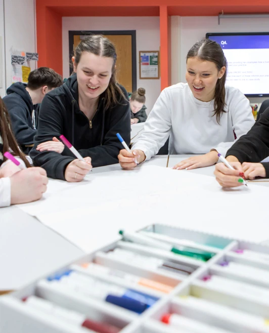 Childcare students at Glasgow Kelvin College engaging in group activities, sharing ideas, and enjoying collaborative learning in a friendly classroom environment. Childcare students at Glasgow Kelvin College engaging in group activities, sharing ideas, and enjoying collaborative learning in a friendly classroom environment.